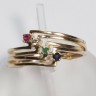 Conjunto 4 anéis em OURO com diamante, rubi,safira,esmeralda