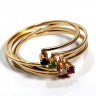 Conjunto 4 anéis em OURO com diamante, rubi,safira,esmeralda