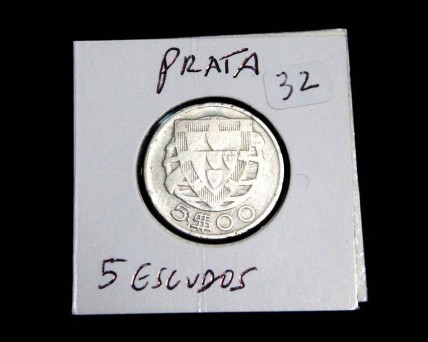Moeda da República Portuguesa em Prata de 5$00 de 1937, a data mais ESCASSA da série