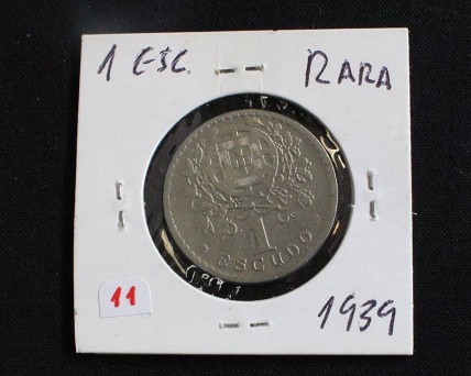Moeda da Republica Portuguesa, 1$00, Alpaca 1939, moeda bastante difícil,