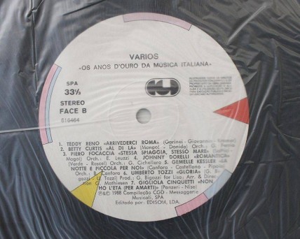 Long Play Vinil - Anos D`Ouro da Canção Italiana