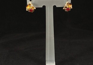 Brincos antigos em Ouro Diamante e Rubi