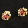 Brincos antigos em Ouro Diamante e Rubi