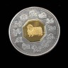 Moeda comemorativa de 15 dolares Elizabete II, em OURO e Prata