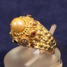 Anel em OURO DIAMANTES  RÚBI E PÉROLA VERDADEIRA