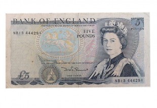 Nota de Five Pounds do Bank of England
