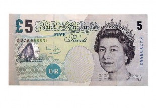 Nota de Five Pounds do Bank of England