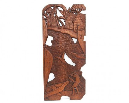 Quadro Decorativo Esculpido em Madeira Arte Africana