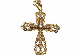 Cruz em Ouro (19.2 Quilates) e DIAMANTES