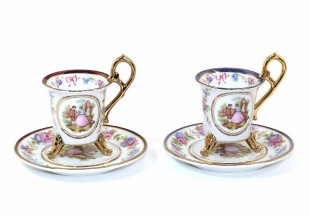Conjunto de Duas Chávenas de Café 'OHASHI CHINA'