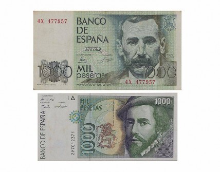 Conjunto de Duas Notas de 1000 Pesetas