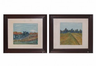Par de pinturas a óleo estilo VAN GOGH