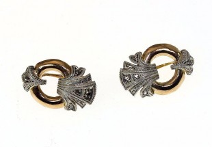 Brincos em Ouro (19.2 Quilates) Prata e Lascas de Diamantes