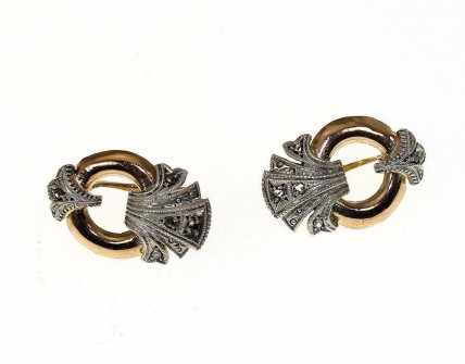 Brincos em Ouro (19.2 Quilates) Prata e Lascas de Diamantes