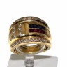 Anel em Ouro (19.2 Quilates) Diamantes Rubis e Safira