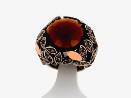 Anel Árvore em OURO 9 Quilates, Prata 925 e Zirconias.