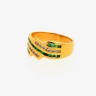 Anel em Ouro 19.2 Quilates, Diamantes e Esmeraldas