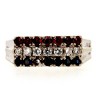 Anel em Ouro Branco 19,2K Diamantes Rubis e Safiras