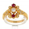 Anel em Ouro 19,2K Diamantes e Rubis