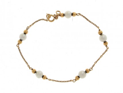 Pulseira em Ouro de 18K e Pérolas