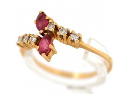 Anel Antigo em Ouro 19,2K DIAMANTES E RUBIS