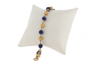 Pulseira em Ouro de 19.2K e Lápis Lazúli Facetada