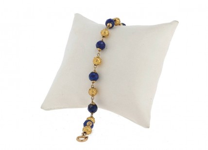 Pulseira em Ouro de 19.2K e Lápis Lazúli Facetada