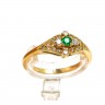 Anel em Ouro de 19,2K DIAMANTES e ESMERALDA
