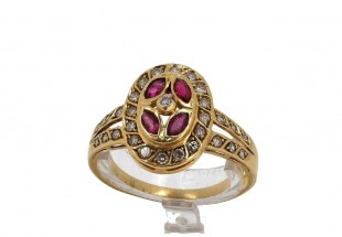 Anel em Ouro de 19,2K DIAMANTES e RUBIS