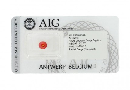 SAFIRA LARANJA AVERMELHADO, 1.22 CT 