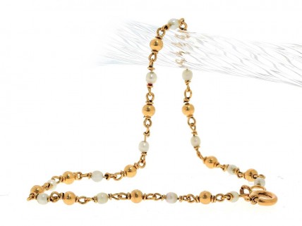 Pulseira em Ouro de 19,2K e Pérolas