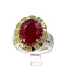 Anel em Ouro Branco 19,2K e Diamantes Amarelos e Rubi 