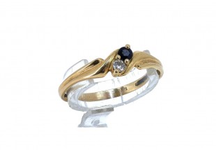 Anel em Ouro de 18K DIAMANTE e SAFIRA
