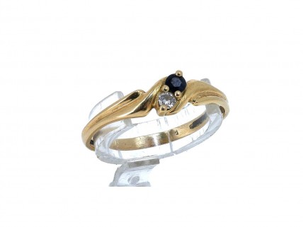 Anel em Ouro de 18K DIAMANTE e SAFIRA