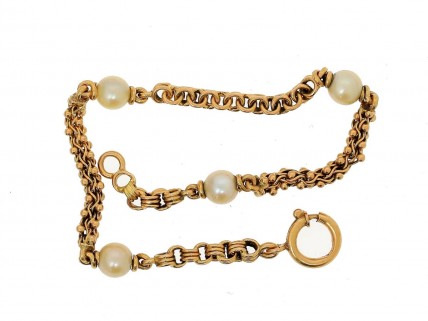 Pulseira Antiga em Ouro de 19,2K e Pérolas