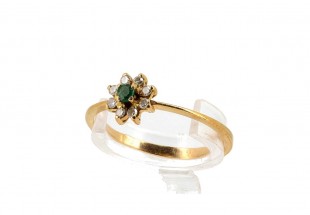 Anel em Ouro de 19,2K DIAMANTES e ESMERALDA