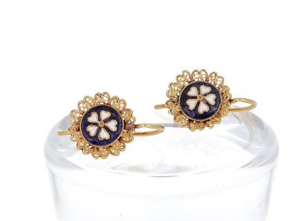 Brincos em FILIGRANA de Ouro de 19,2K e Esmalte