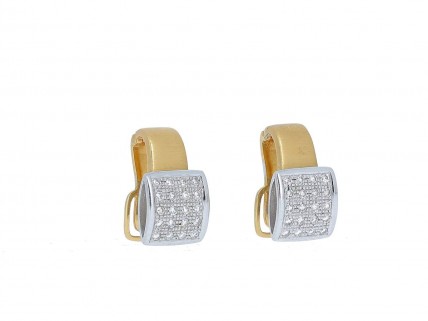 Brincos em Ouro Branco e Amarelo de 19,2k e DIAMANTES
