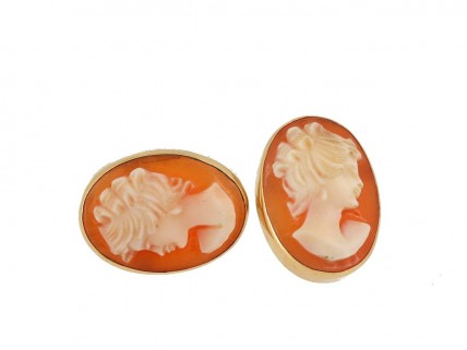 Brincos Antigos com Camafeu em Ouro de 14K