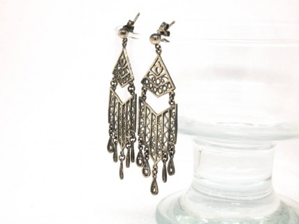 Par de Brincos em Prata 925 estilo Art Deco