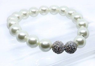 Pulseira elástica com perolas