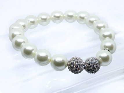 Pulseira elástica com perolas