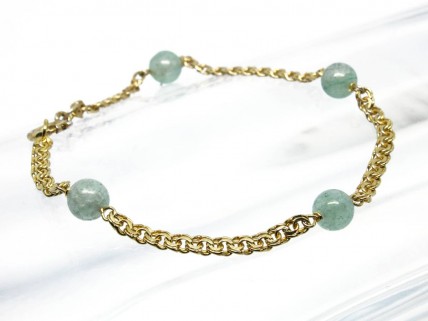 Pulseira em Prata com contas em pedra da lua