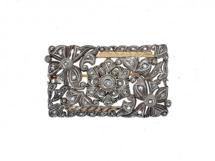 ALFINETE DE PEITO DE OURO PORTUGUES PRATA E DIAMANTES