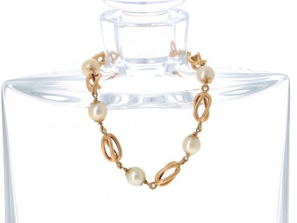 Pulseira em Ouro de 19,2K e PÉROLAS FINAS