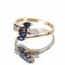 Anel em Ouro de 14K DIAMANTES e SAFIRAS