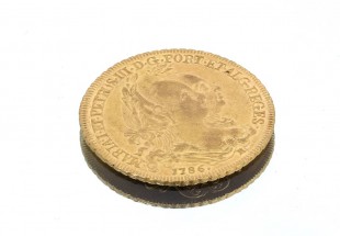 6400 Reis em Ouro 917 do Brasil de 1795 D. Maria