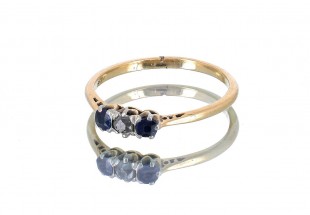 Anel ANTIGO em Oro de 18K SAFIRAS e DIAMANTE