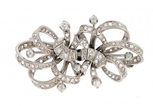 Alfinete ANTIGO OURO branco 19,2K e DIAMANTES