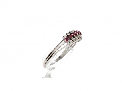 Anel ANTIGO em OURO Branco de 19,2K DIAMANTES e ESPINELAS